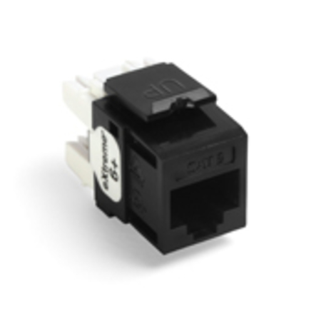 LEVITON 1-Port Mod Jack 110 8W8P Utp, T568A/B Cat6 Quickport, Extreme 6+ Black 61110-RE6